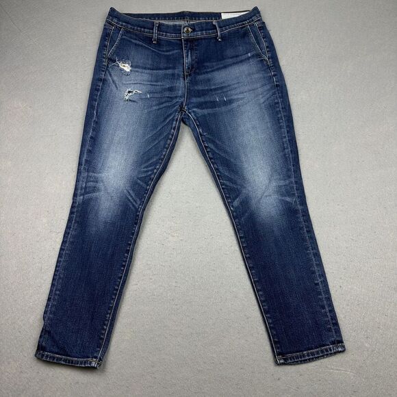 Rag & Bone Blue Matces Women's Jeans Size 28 Cropped Medium Wash Distressed - Picture 2 of 13